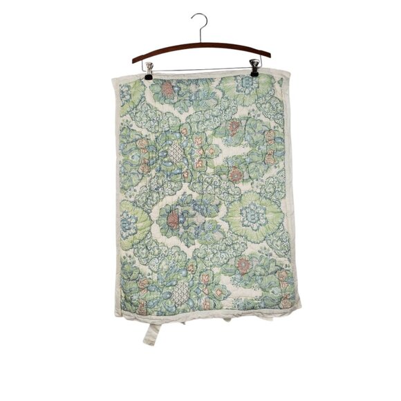 Pottery Barn Standard Pillow Cover Sham Pastel Floral Popcorn Quilted Blue Green - Picture 1 of 4